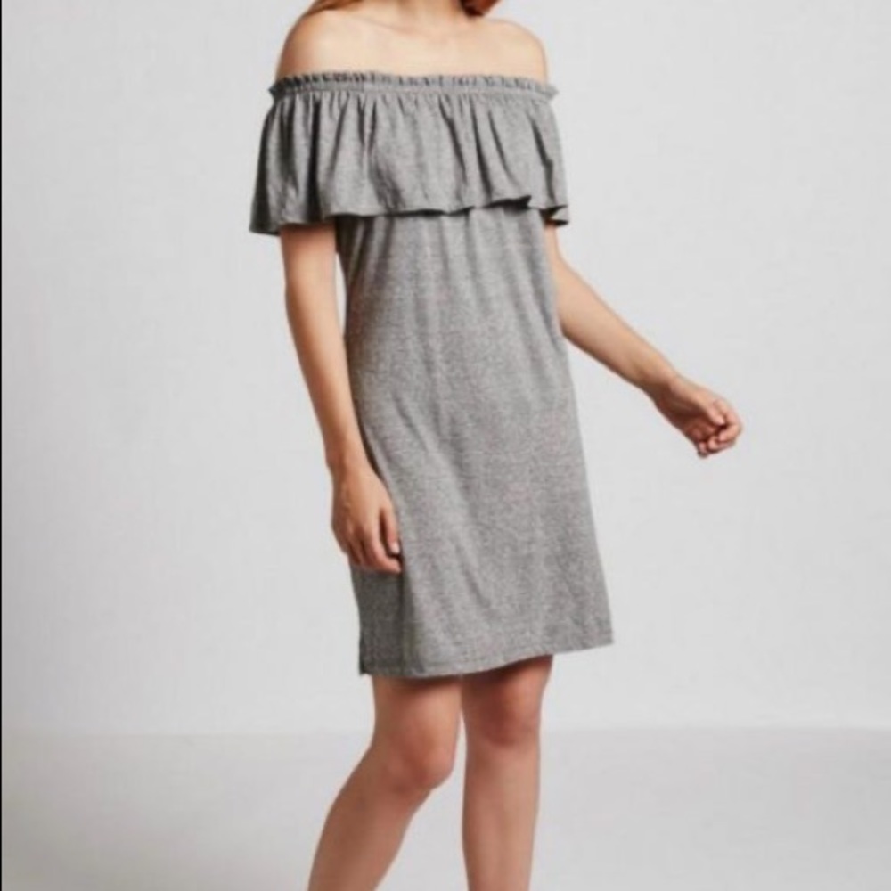 RACHEL Rachel Roy Off Shoulder Flounce Dress Grey Small.
